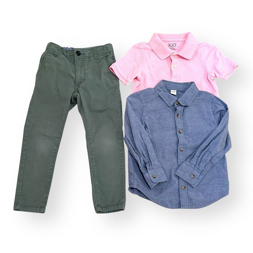 Toddler Boy 4T Bundle Osh Kosh Pants Old Navy Shirt Children’s Place Polo Preppy